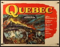 6z848 QUEBEC style B 1/2sh 1951 Corinne Calvet, art of by men fighting in huge battle in Canada!