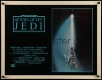 6z856 RETURN OF THE JEDI int'l 1/2sh 1983 George Lucas, art of hands holding lightsaber by Reamer!