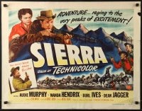 6z894 SIERRA style A 1/2sh 1950 cowboy Audie Murphy w/pretty Wanda Hendrix in western action, Burl Ives!