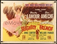 6z902 SLIGHTLY FRENCH 1/2sh 1948 great image of pretty Dorothy Lamour & Don Ameche falling!