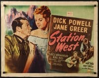 6z920 STATION WEST style B 1/2sh 1948 cowboy Dick Powell & sexy Jane Greer by piano!