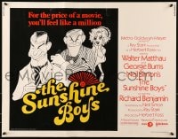 6z927 SUNSHINE BOYS 1/2sh 1975 Al Hirschfeld art of George Burns, Walter Matthau & Lee Meredith!