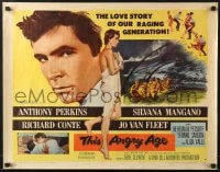 6z936 THIS ANGRY AGE style A 1/2sh 1958 Anthony Perkins & nearly naked Silvana Mangano!