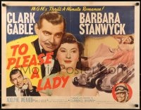 6z943 TO PLEASE A LADY style A 1/2sh 1950 race car driver Clark Gable & sexy Barbara Stanwyck!
