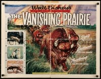 6z961 VANISHING PRAIRIE 1/2sh 1954 Walt Disney, cool art of stampeding buffalo!