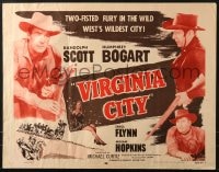 6z964 VIRGINIA CITY 1/2sh R1956 Errol Flynn, Hopkins, top billed Randolph Scott & Humphrey Bogart!