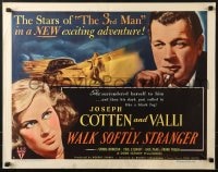 6z967 WALK SOFTLY STRANGER style B 1/2sh 1950 art of Joseph Cotten & pretty Alida Valli, film noir!
