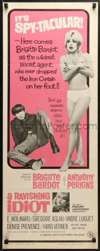 6z010 AGENT 38-24-36 insert 1965 A Ravishing Idiot, Tony Perkins, sexy Brigitte Bardot!
