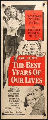 6z036 BEST YEARS OF OUR LIVES insert R1954 Dana Andrews hugs Teresa Wright, sexy Virginia Mayo!