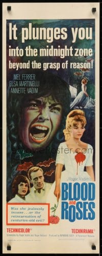 6z049 BLOOD & ROSES insert 1961 Et mourir de plaisir, Roger Vadim, vampire Annette Vadim as Carmilla