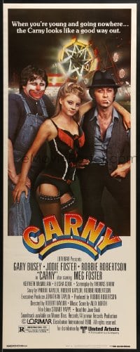 6z074 CARNY insert 1980 sexy Jodie Foster, Robbie Robertson, Gary Busey in carnival clown make up!