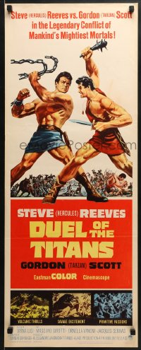 6z126 DUEL OF THE TITANS insert 1963 Romolo e Remo, Steve Hercules Reeves vs Gordon Tarzan Scott!