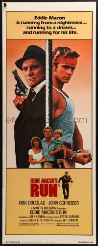 6z130 EDDIE MACON'S RUN insert 1983 Kirk Douglas w/gun & John Schneider in handcuffs!
