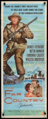 6z140 FAR COUNTRY insert 1955 cool art of James Stewart with rifle, directed by Anthony Mann!