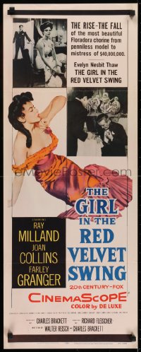 6z153 GIRL IN THE RED VELVET SWING insert 1955 art of sexy Joan Collins as Evelyn Nesbitt Thaw!