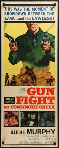 6z164 GUN FIGHT AT COMANCHE CREEK insert 1963 art of western cowboy Audie Murphy with pistol drawn!