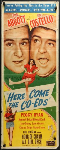 6z173 HERE COME THE CO-EDS insert R1950 Bud Abbott & Lou Costello are loose in a girls' school!
