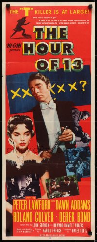 6z187 HOUR OF 13 insert 1952 Peter Lawford & sexy Dawn Addams, T killer is at large!