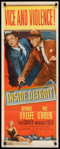 6z194 INSIDE DETROIT insert 1955 Dennis O'Keefe, Pat O'Brien, take over America's auto capital!