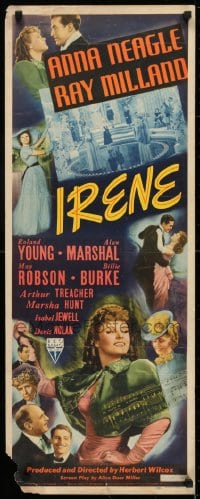 6z199 IRENE insert 1940 artwork of pretty Anna Neagle & handsome young Ray Milland!