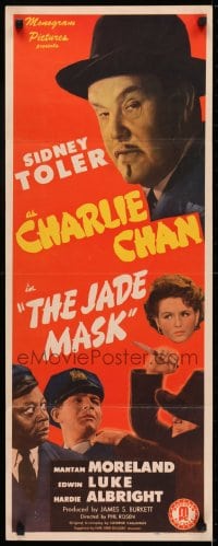 6z204 JADE MASK insert 1944 Sidney Toler as detective Charlie Chan, Edwin Luke, Mantan Moreland!