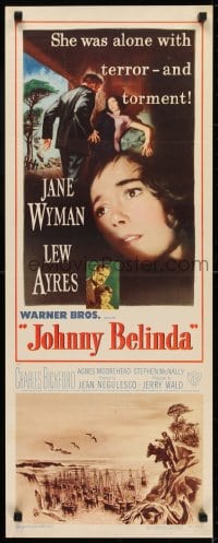 6z208 JOHNNY BELINDA insert 1948 by Lew Ayres, Jane Wyman was alone with terror and torment!