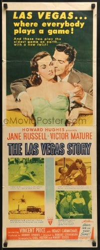 6z221 LAS VEGAS STORY insert 1952 art of Mature & sexy Jane Russell in Sin City, Howard Hughes, rare!