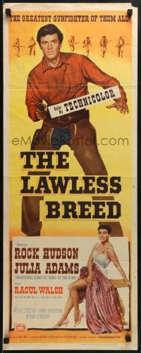 6z228 LAWLESS BREED insert 1953 cowboy Rock Hudson with gun & sexy Julie Adams showing legs!