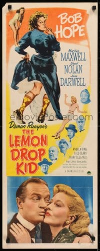 6z229 LEMON DROP KID insert 1951 wacky artwork of Bob Hope in drag, Marilyn Maxwell!