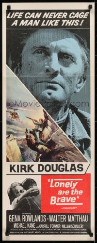 6z234 LONELY ARE THE BRAVE insert 1962 Kirk Douglas classic, who was strong enough to tame him?