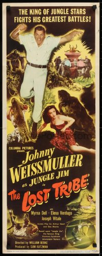6z237 LOST TRIBE insert 1949 Johnny Weissmuller as Jungle Jim, pretty Myrna Dell!