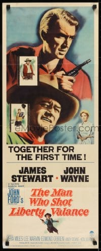 6z246 MAN WHO SHOT LIBERTY VALANCE insert 1962 John Wayne & James Stewart 1st time together, Ford