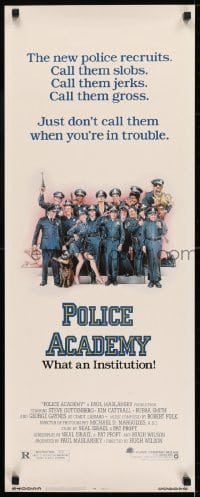 6z293 POLICE ACADEMY insert 1984 Steve Guttenberg, Kim Cattrall, Drew Struzan police artwork!