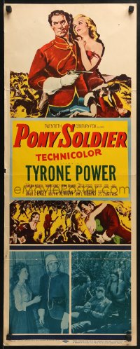 6z295 PONY SOLDIER insert 1952 art of Royal Canadian Mountie Tyrone Power w/pretty Penny Edwards!