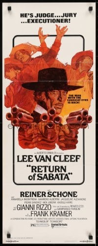 6z311 RETURN OF SABATA insert 1972 cool artwork of Lee Van Cleef with bizarre pistol!