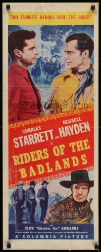 6z314 RIDERS OF THE BADLANDS insert 1941 Charles Starrett & Russell Hayden ride the range!