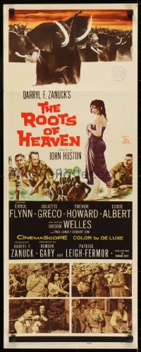 6z319 ROOTS OF HEAVEN insert 1958 directed by John Huston, Errol Flynn & sexy Julie Greco in Africa