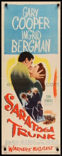 6z325 SARATOGA TRUNK insert 1945 c/u of Gary Cooper about to kiss Ingrid Bergman, by Edna Ferber!