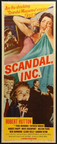 6z327 SCANDAL INC. insert 1956 Robert Hutton, art of paparazzi photographing sexy woman in bed!