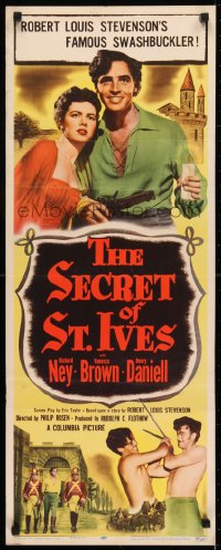 6z329 SECRET OF ST. IVES insert 1949 Richard Ney as Robert Louis Stevenson's famous adventurer!
