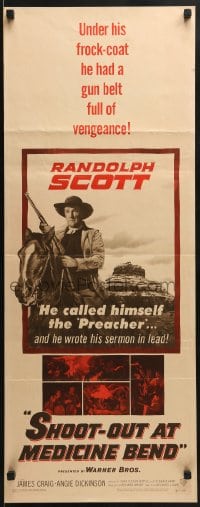 6z337 SHOOT-OUT AT MEDICINE BEND insert 1957 Preacher Randolph Scott wrote his sermon in lead!