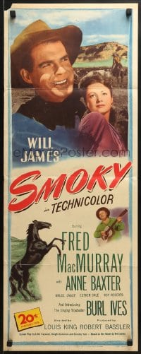 6z345 SMOKY insert 1946 first Burl Ives, art of Fred MacMurray & sexy Anne Baxter!