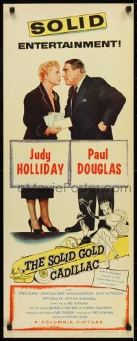 6z347 SOLID GOLD CADILLAC insert 1956 art of Judy Holliday & Paul Douglas in car by Hirschfeld!