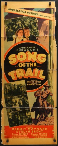 6z352 SONG OF THE TRAIL insert 1936 Kermit Maynard, James Oliver Kurwood, Playing with Fire!