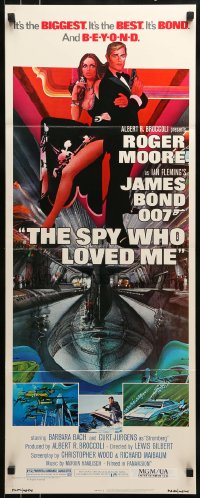 6z357 SPY WHO LOVED ME insert 1977 great art of Roger Moore as James Bond by Bob Peak!