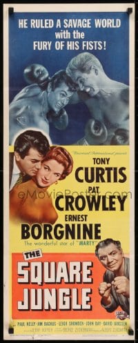 6z358 SQUARE JUNGLE insert 1956 boxer Tony Curtis fighting in the ring, Pat Crowley, Borgnine!
