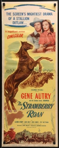 6z371 STRAWBERRY ROAN insert 1947 great art of Gene Autry, Gloria Henry & Champion!