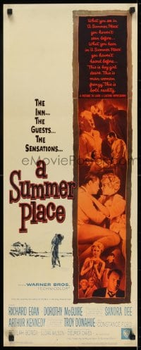 6z375 SUMMER PLACE insert 1959 Sandra Dee & Troy Donahue in young lovers classic, image of cast!