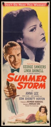 6z376 SUMMER STORM insert 1944 Anton Chekhov, art of super sexy Linda Darnell & George Sanders!