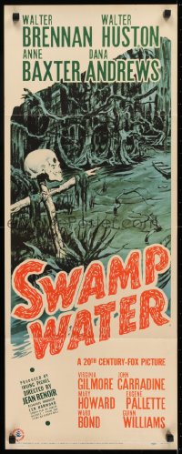 6z380 SWAMP WATER insert 1941 Jean Renoir, art of the sinister mysterious swamp! and skull!